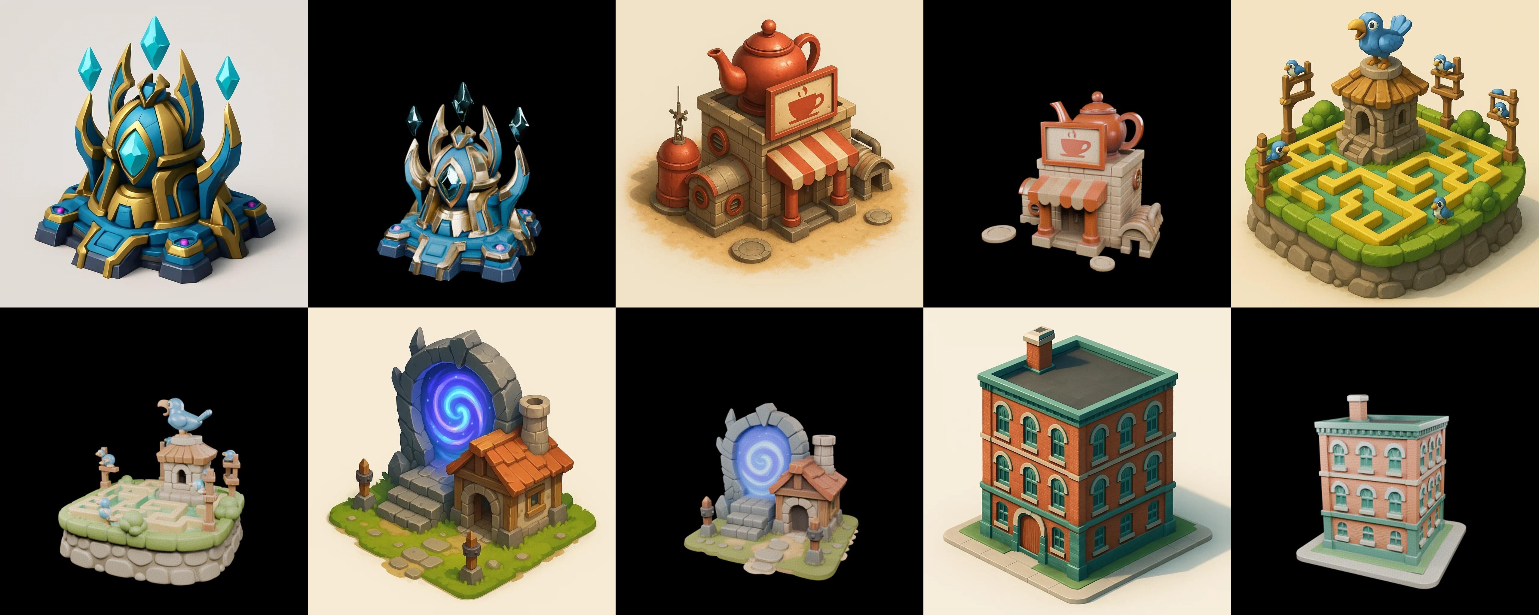 Building Collection 42 pack 100 glb Low-poly 3D model_10