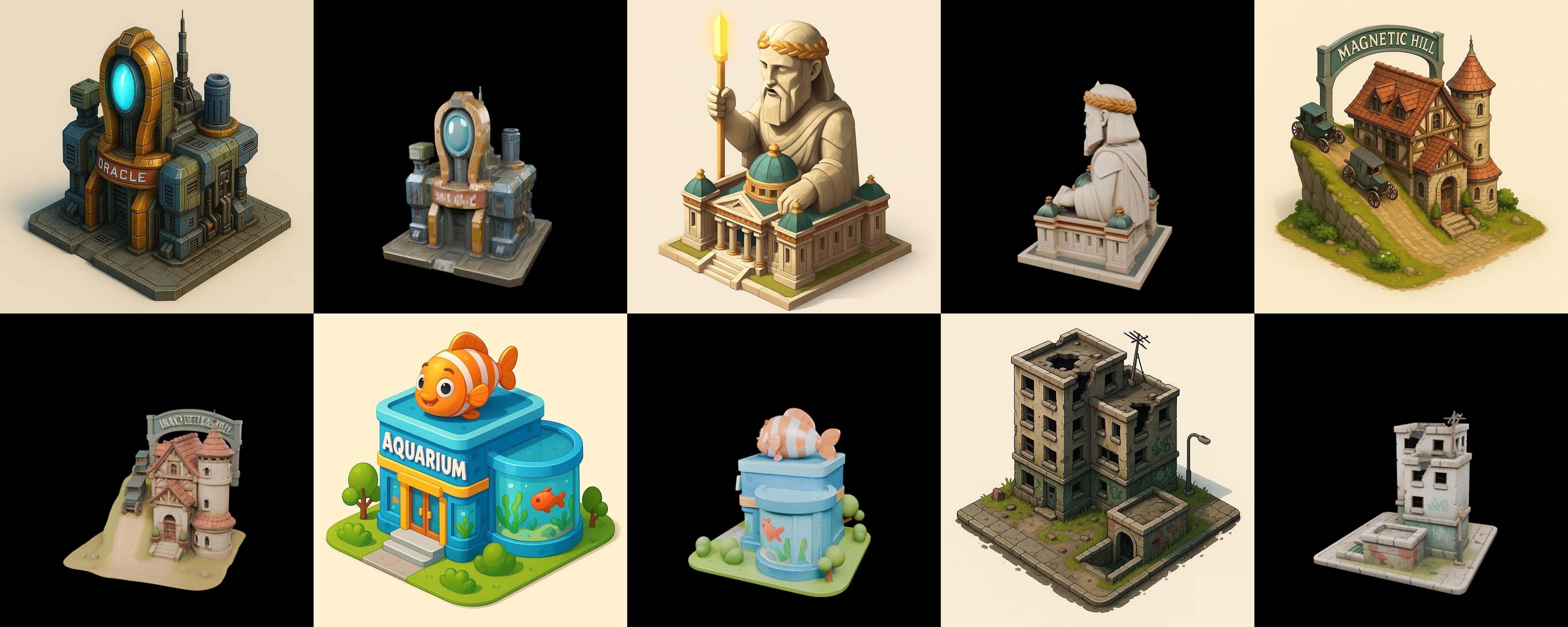 Building Collection 42 pack 100 glb Low-poly 3D model_1