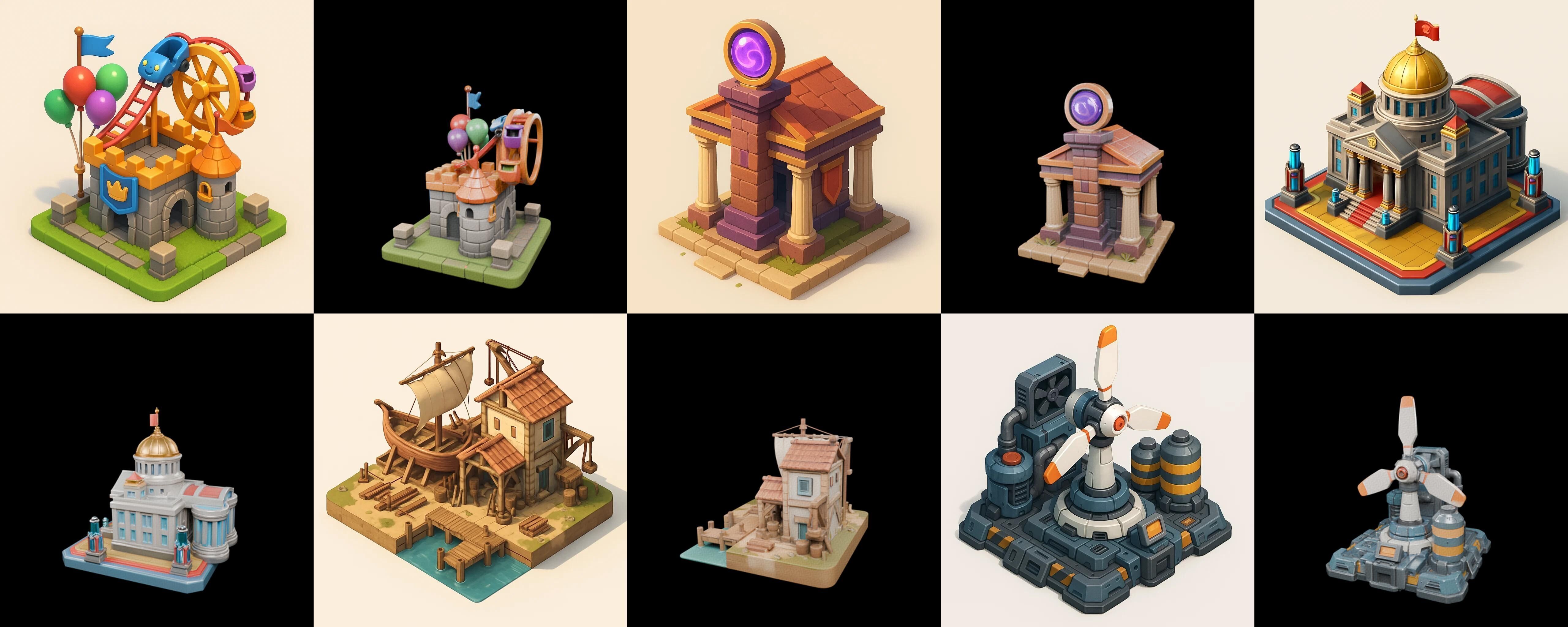 Building Collection 42 pack 100 glb Low-poly 3D model_14