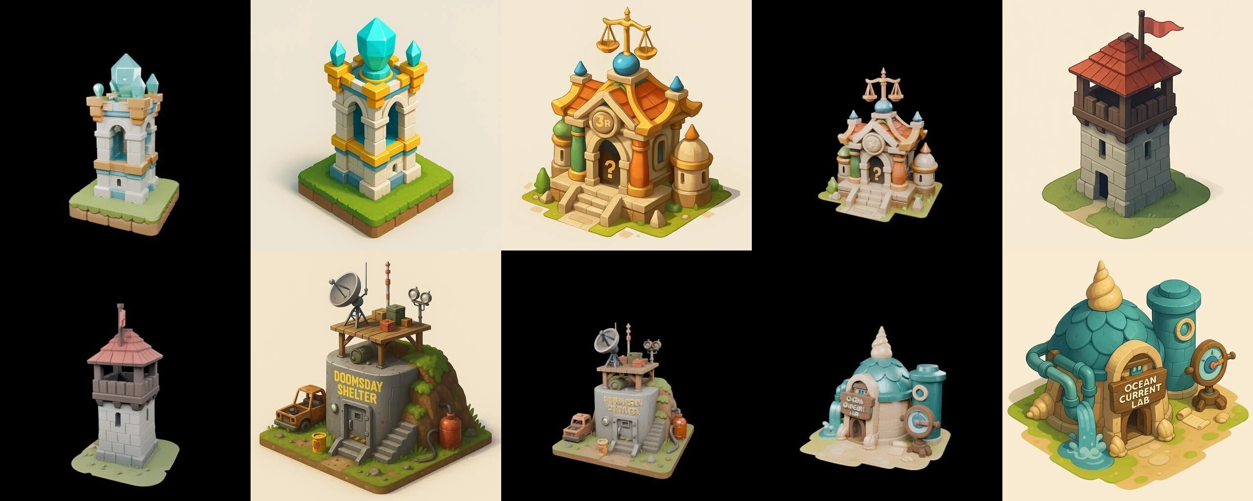 Building Collection 42 pack 100 glb Low-poly 3D model_7
