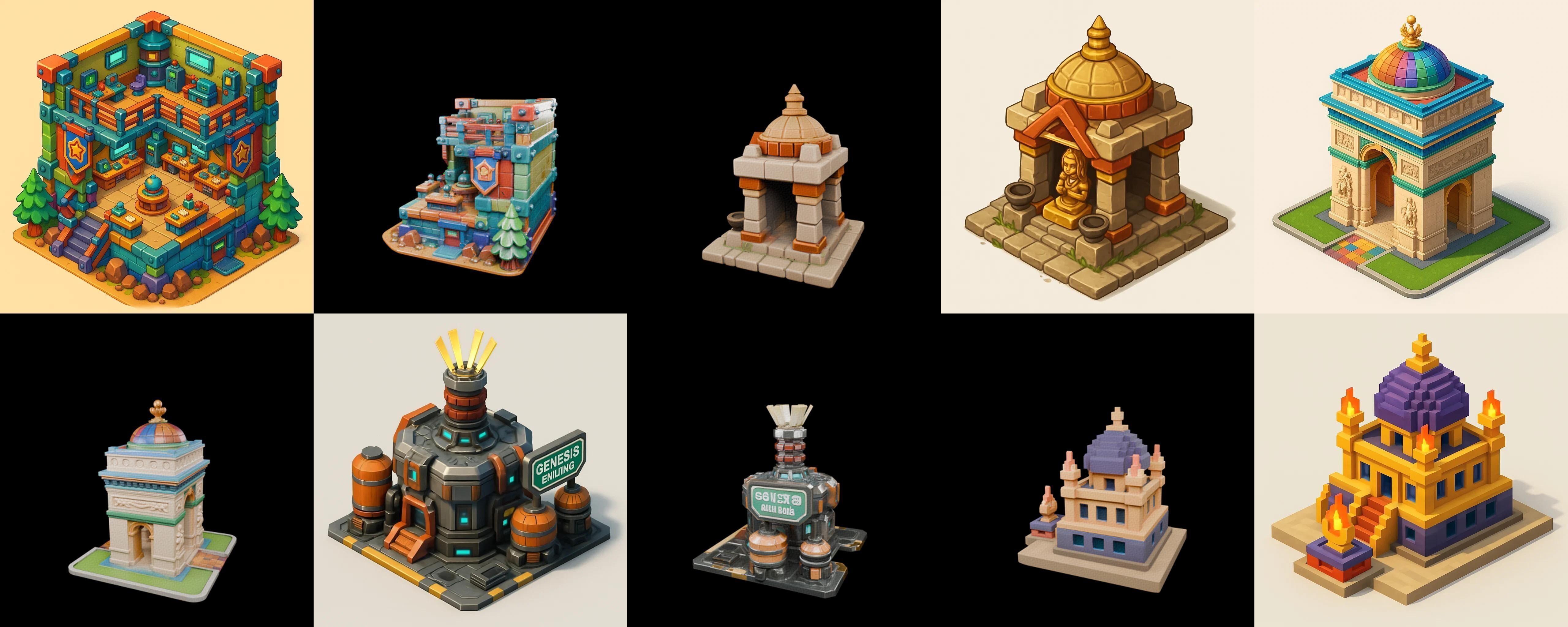 Building Collection 41 pack 100 glb Low-poly 3D model_16