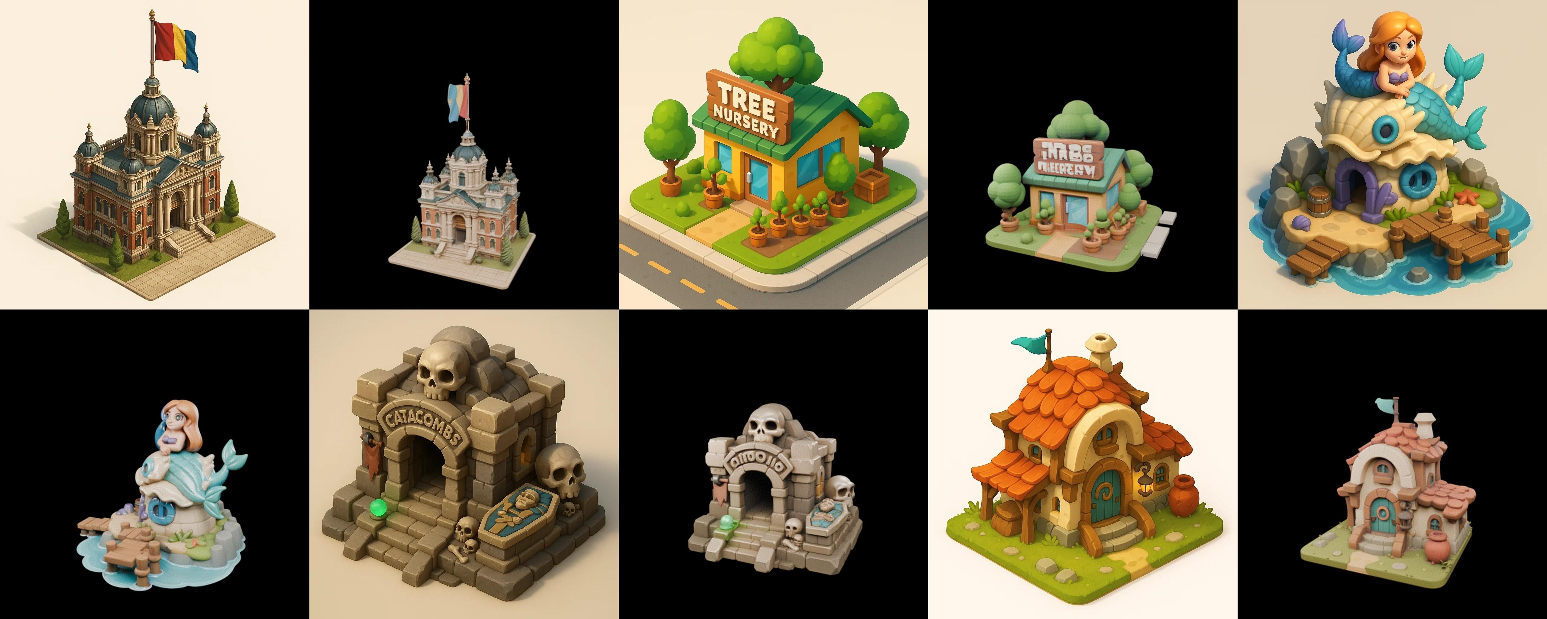 Building Collection 41 pack 100 glb Low-poly 3D model_2