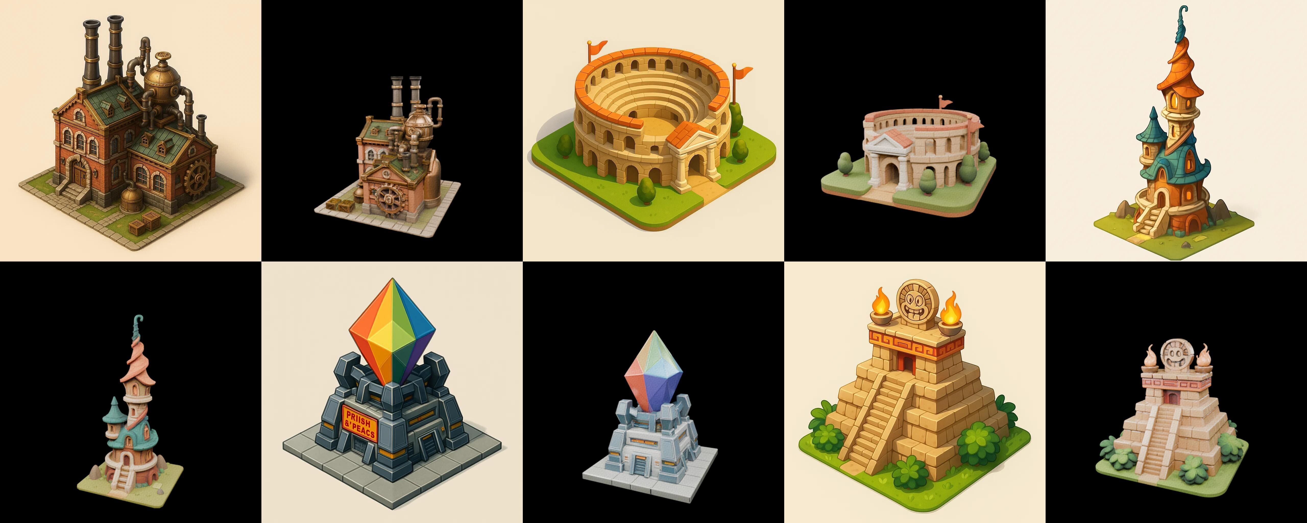 Building Collection 41 pack 100 glb Low-poly 3D model_12