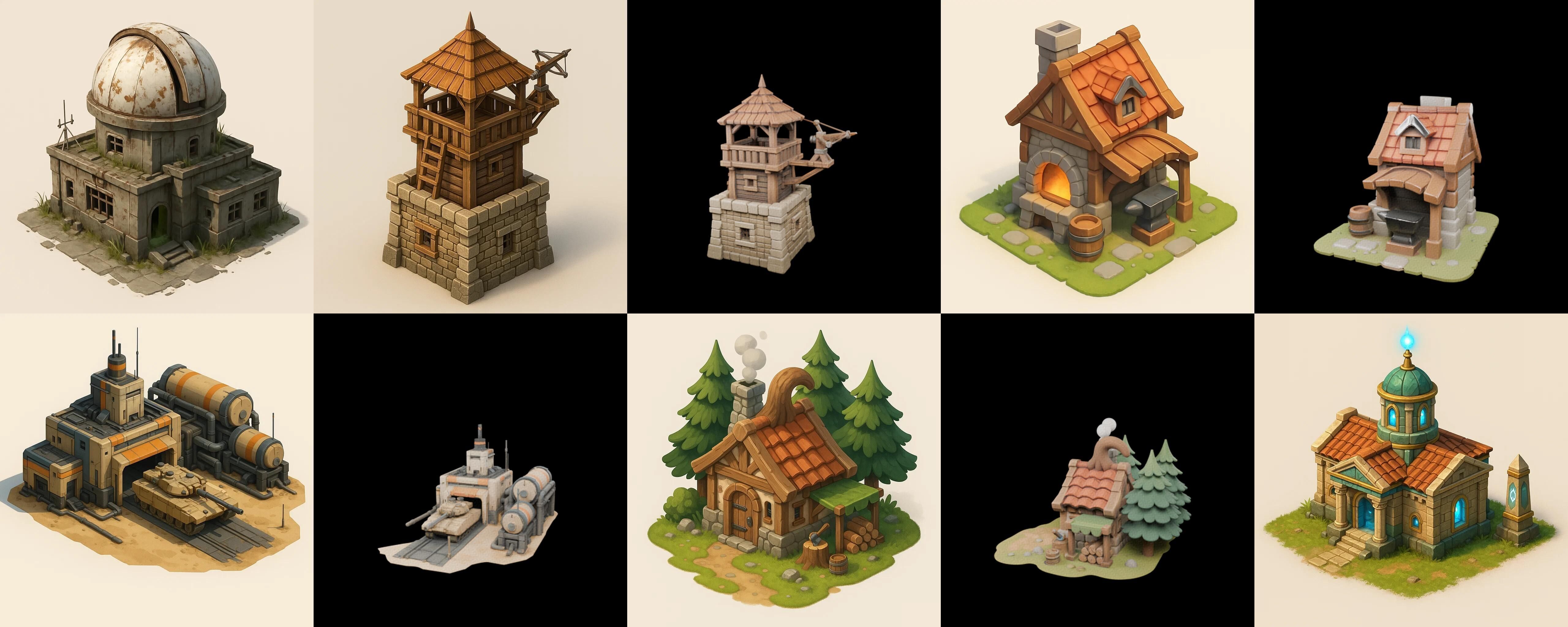 Building Collection 41 pack 100 glb Low-poly 3D model_10