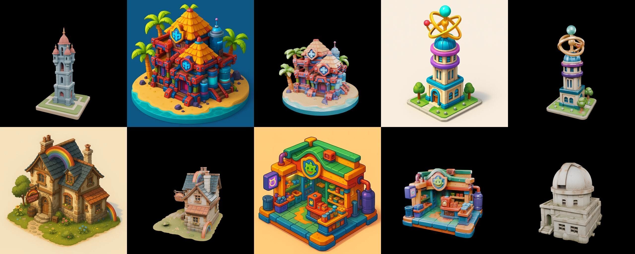 Building Collection 41 pack 100 glb Low-poly 3D model_9