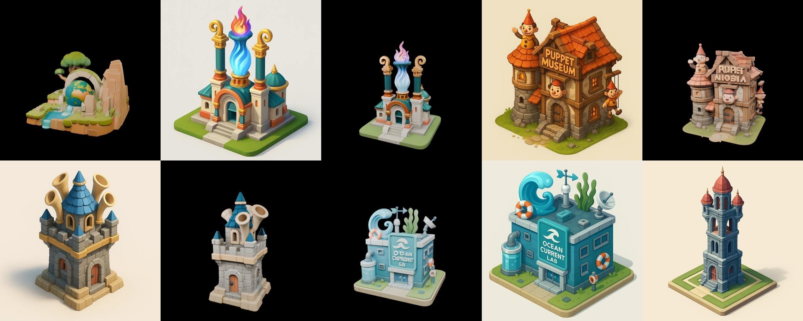 Building Collection 41 pack 100 glb Low-poly 3D model_8