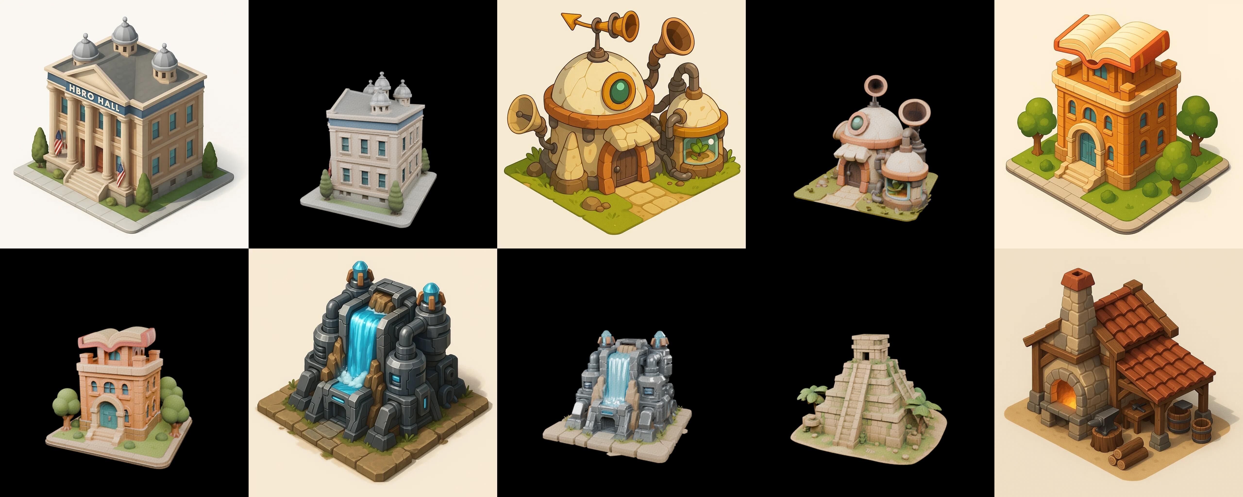 Building Collection 41 pack 100 glb Low-poly 3D model_5
