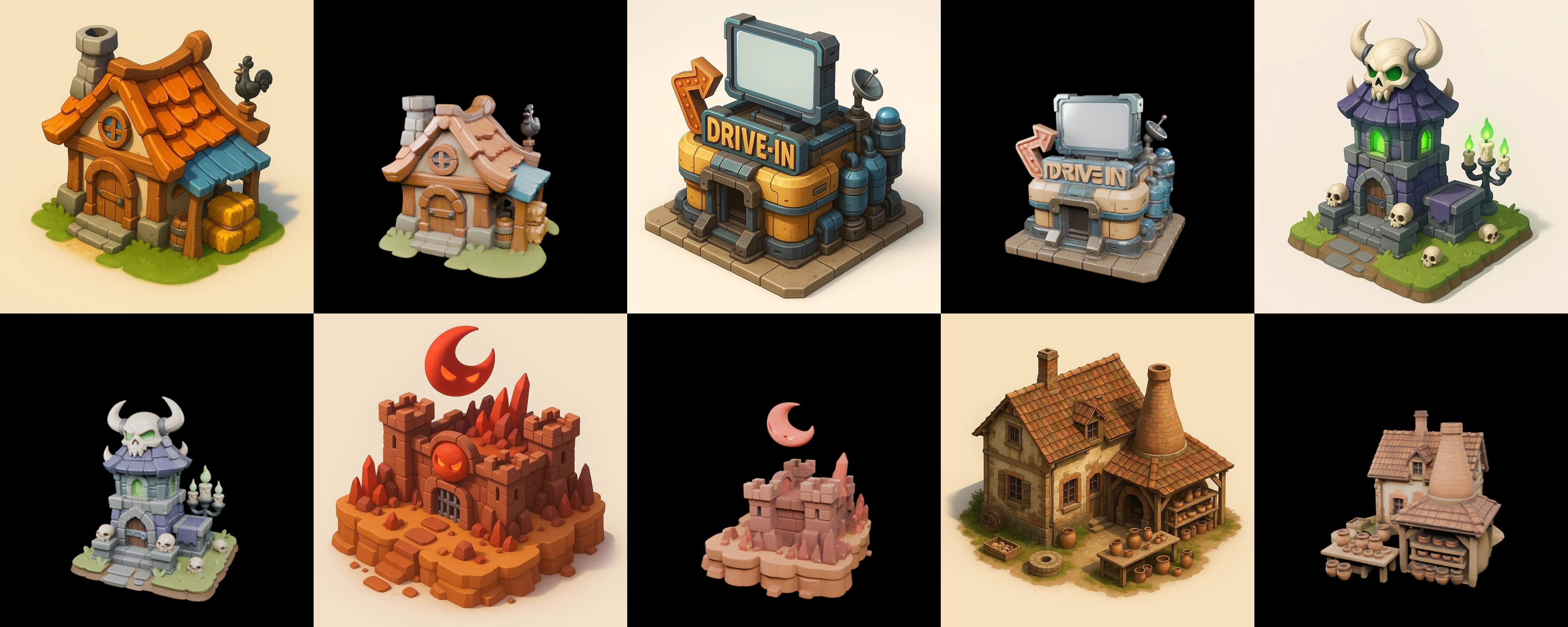 Building Collection 41 pack 100 glb Low-poly 3D model_14