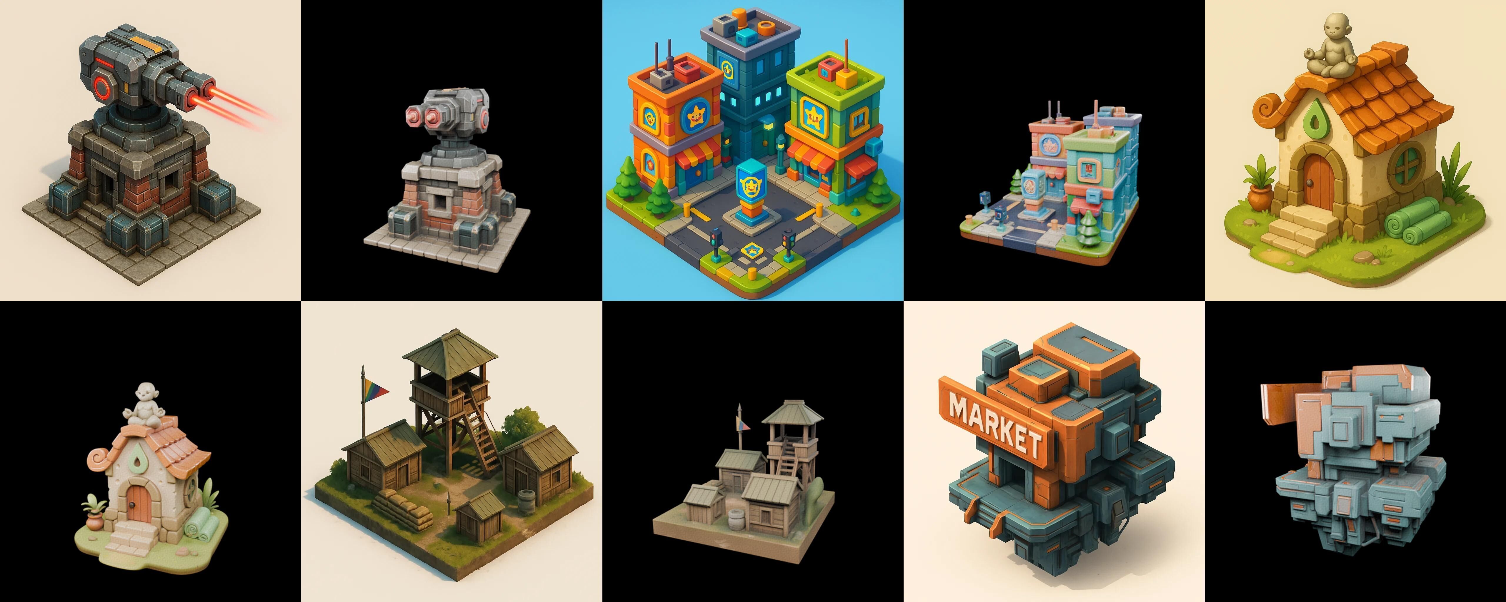 Building Collection 41 pack 100 glb Low-poly 3D model_3