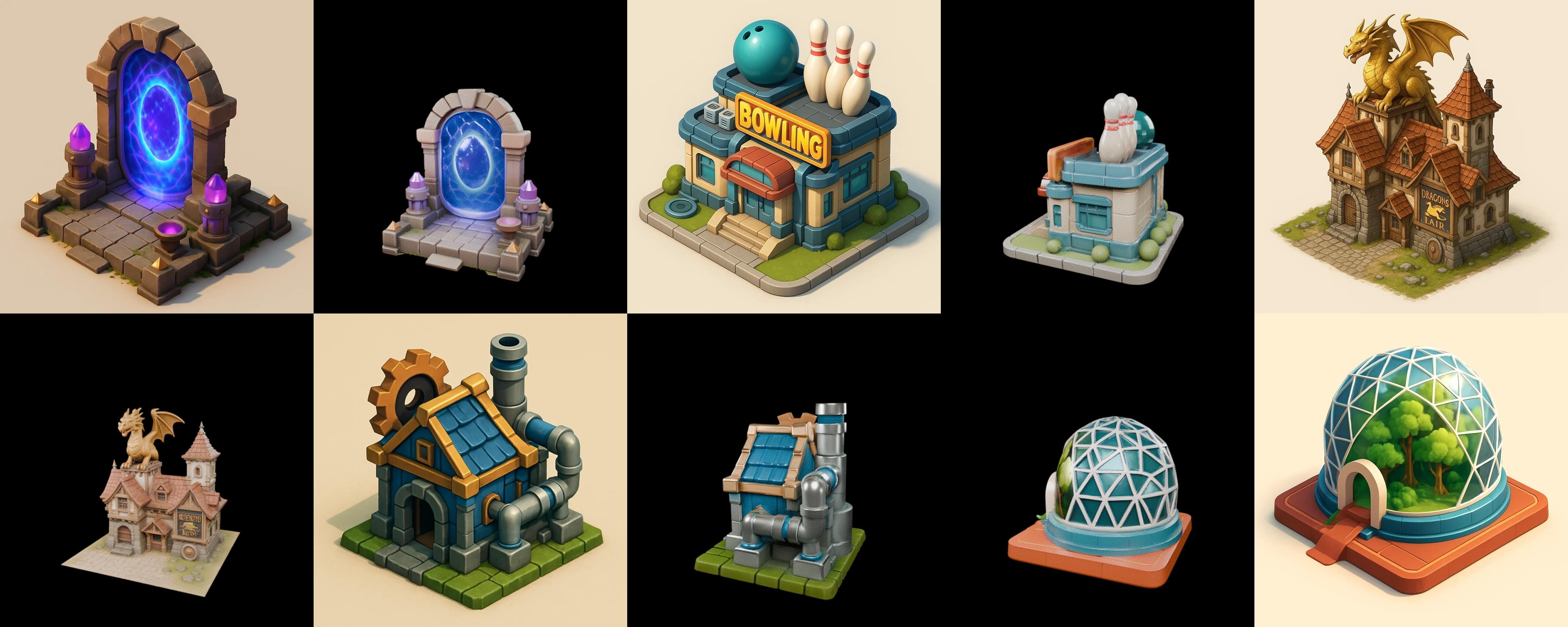 Building Collection 41 pack 100 glb Low-poly 3D model_13