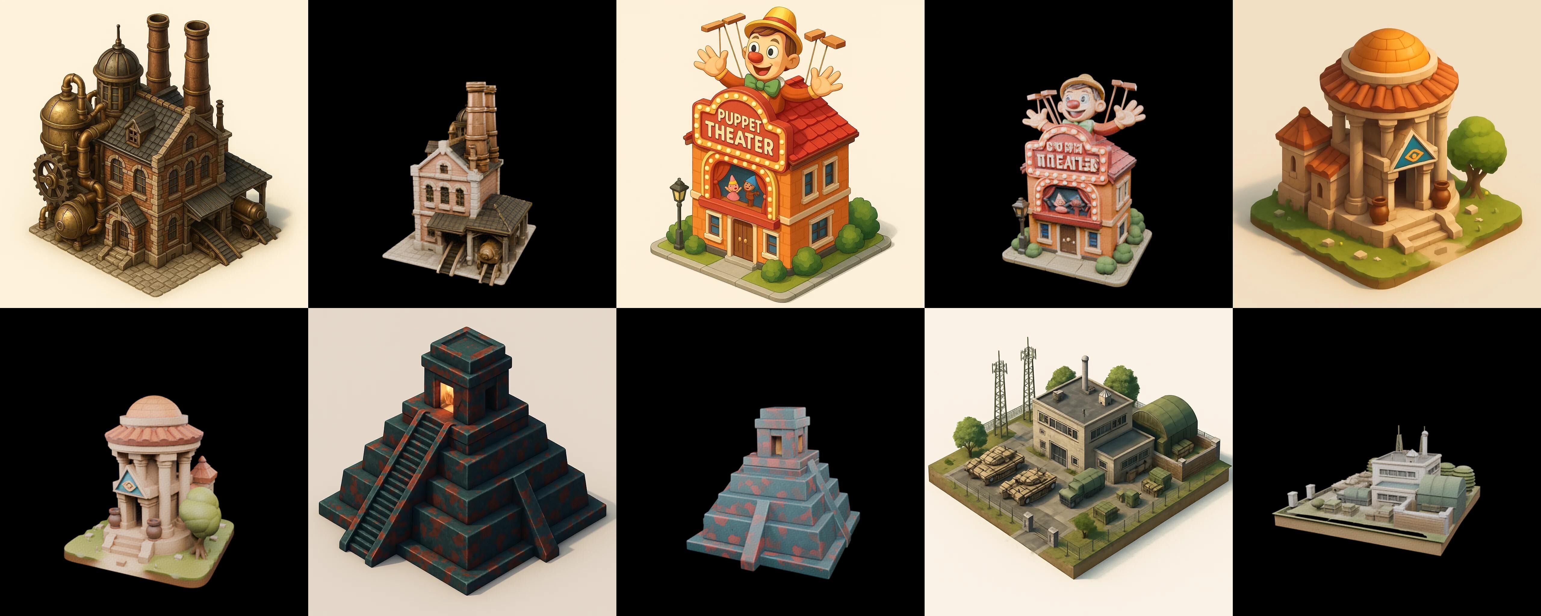 Building Collection 41 pack 100 glb Low-poly 3D model_18