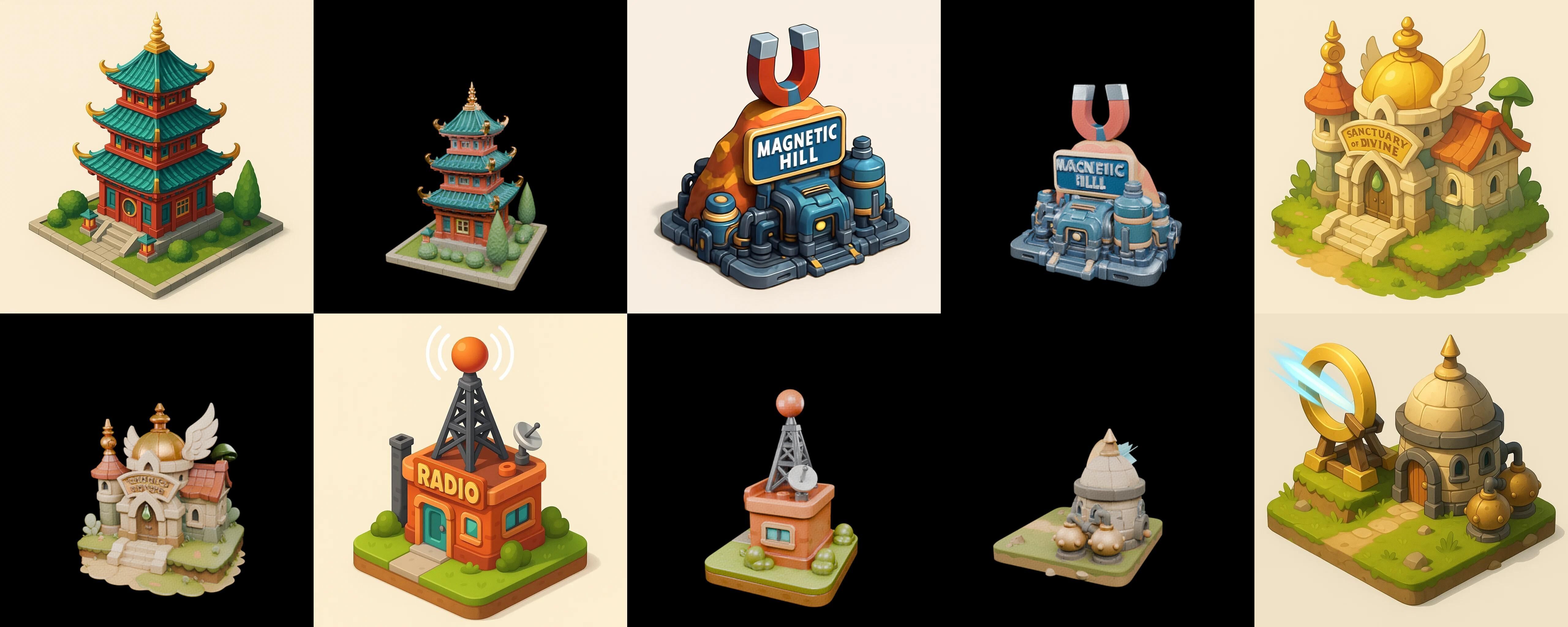 Building Collection 41 pack 100 glb Low-poly 3D model_1