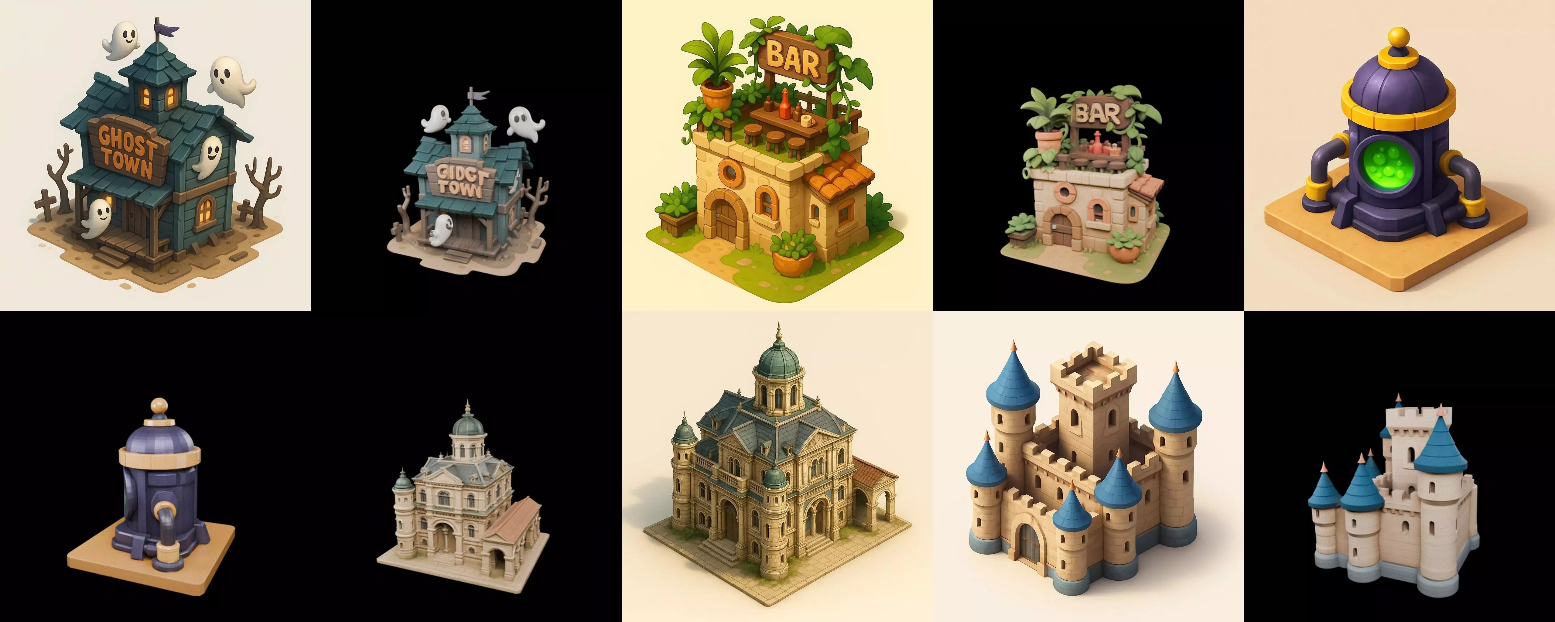 Building Collection 41 pack 100 glb Low-poly 3D model_0