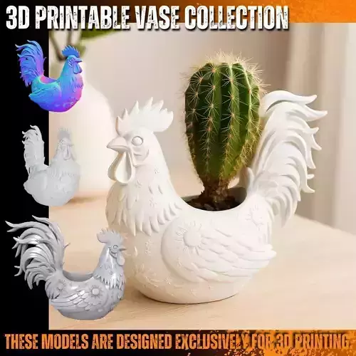 Cheerful Rooster Planter
