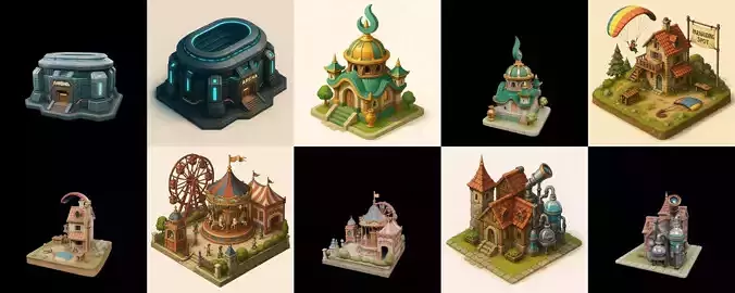 Building Collection 4 pack 100 glb