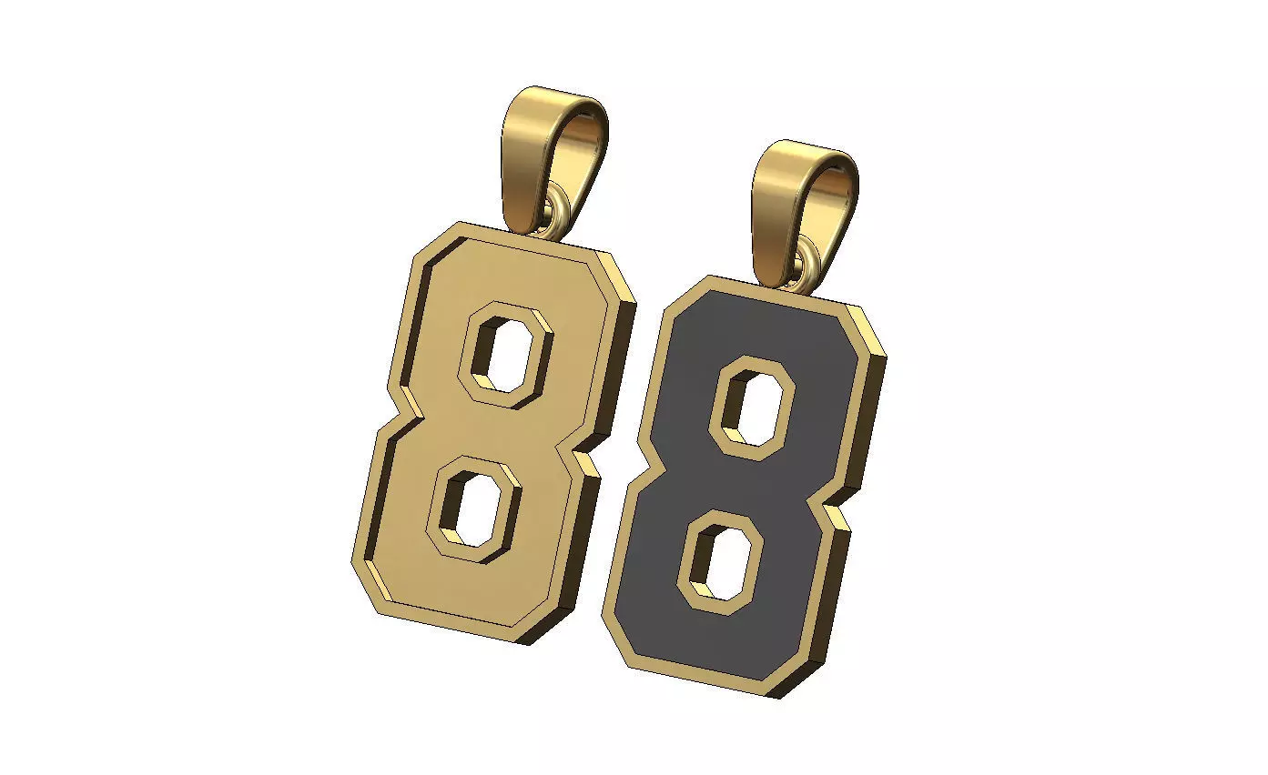 Enamel number 8 eight varsity letterman pendant charm 3D print model