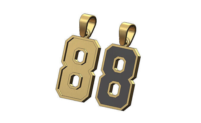 Enamel number 8 eight varsity letterman pendant charm 3D print model