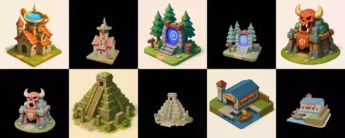 Building Collection 38 pack 100 glb