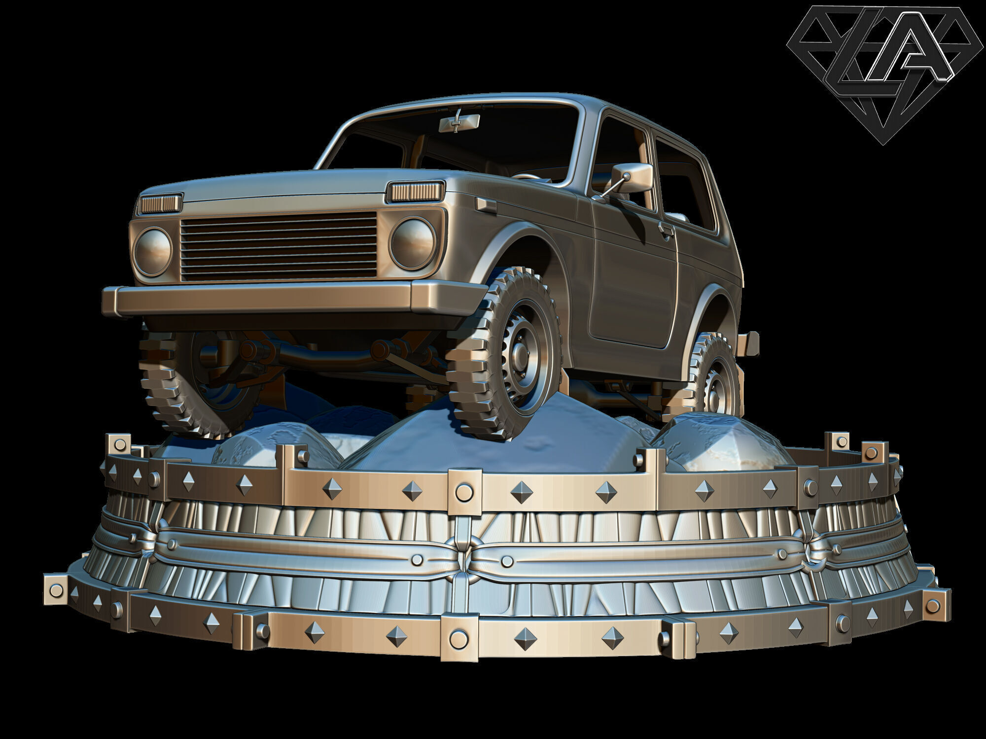 Exhibition - Niva on the rock 3D print model_1