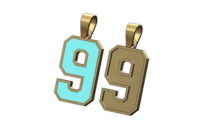 Enamel number 9 nine varsity letterman pendant charm 3D print model