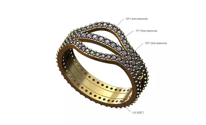 Curved eternity gurad bands diamond ring US size 7