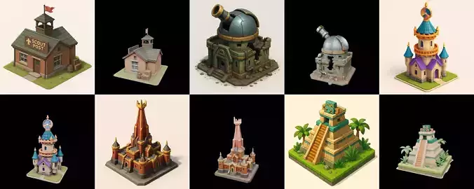 Building Collection 32 pack 100 glb