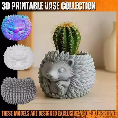 Sleeping Hedgehog Planter  3D Printable Decorative Plant Pot