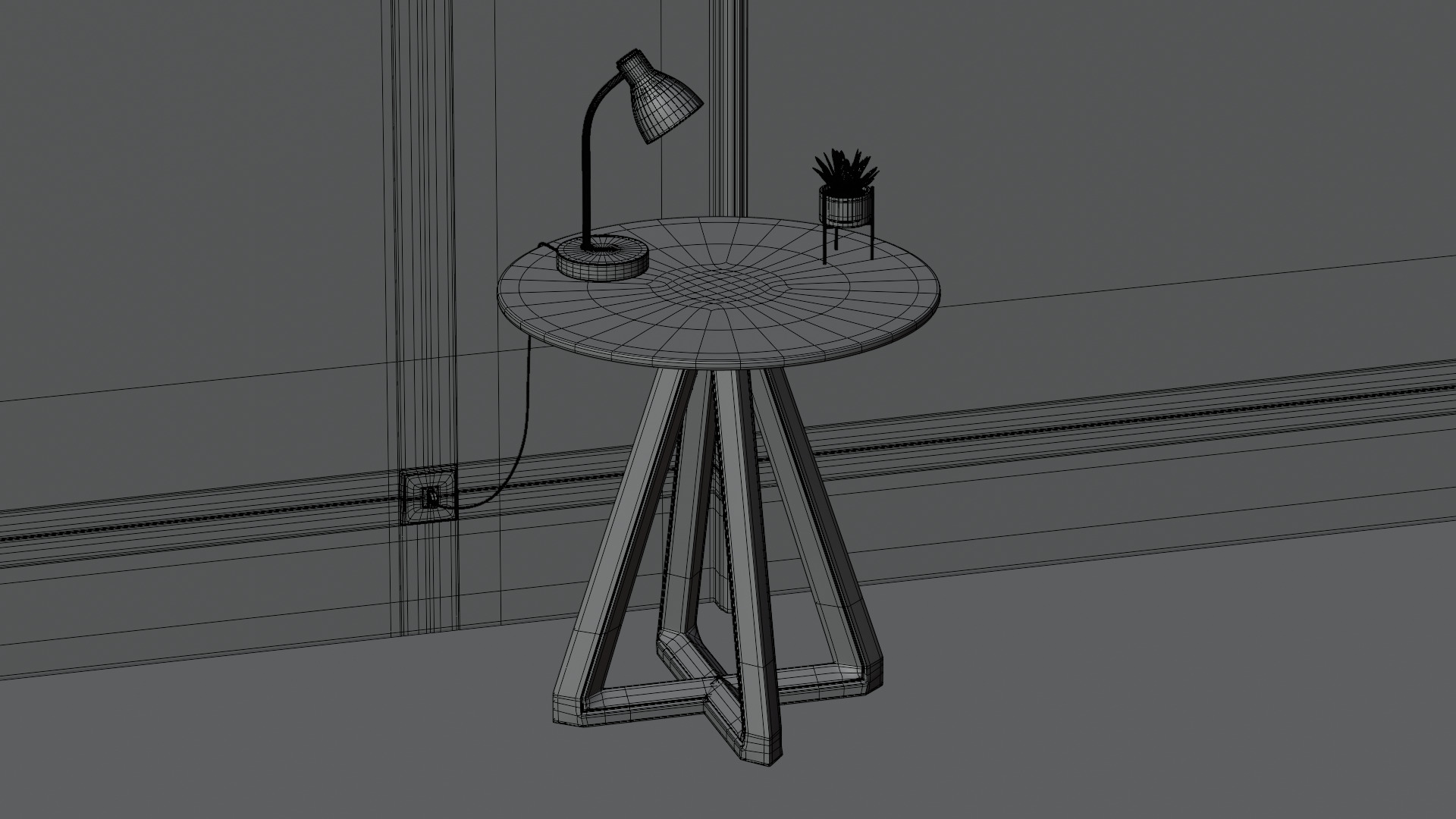 Lamp on Table 3D model_7