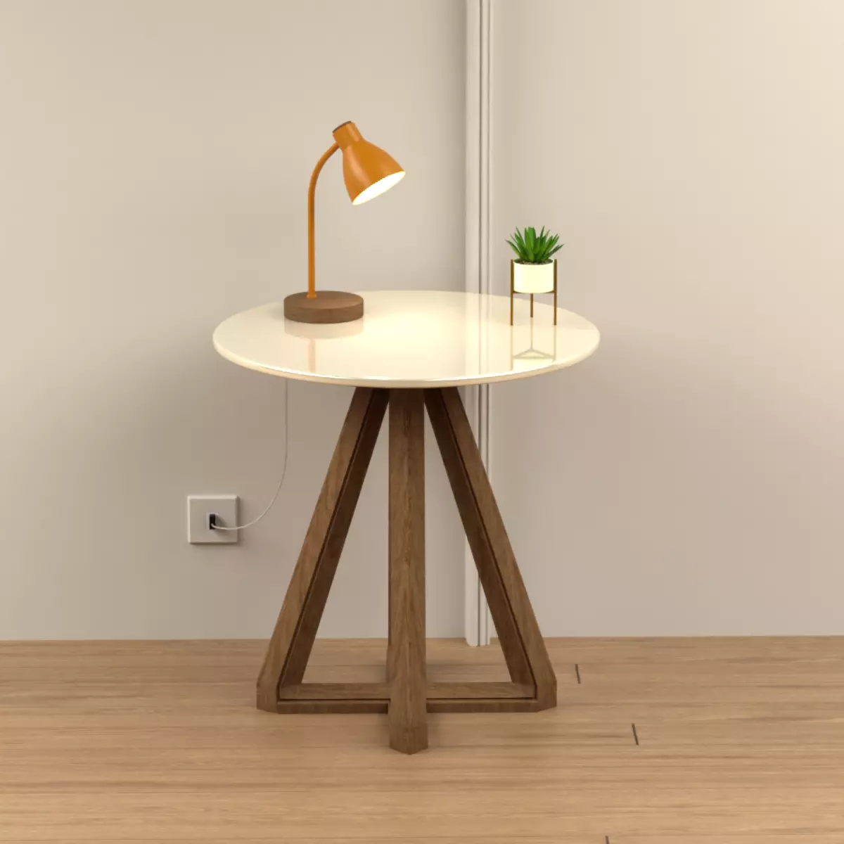 Lamp on Table 3D model_0