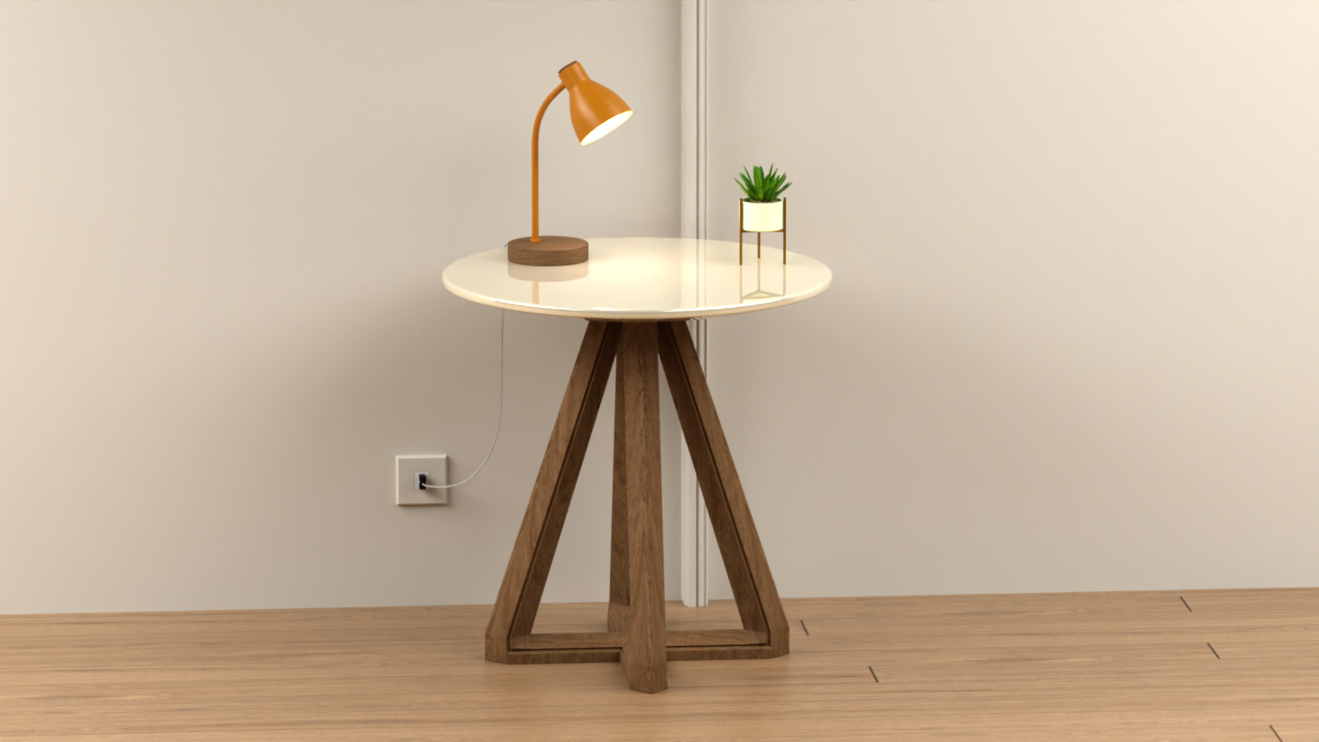 Lamp on Table 3D model_1