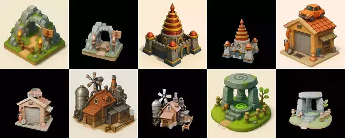 Building Collection 28 pack 100 glb