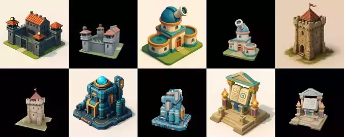 Building Collection 27 pack 100 glb