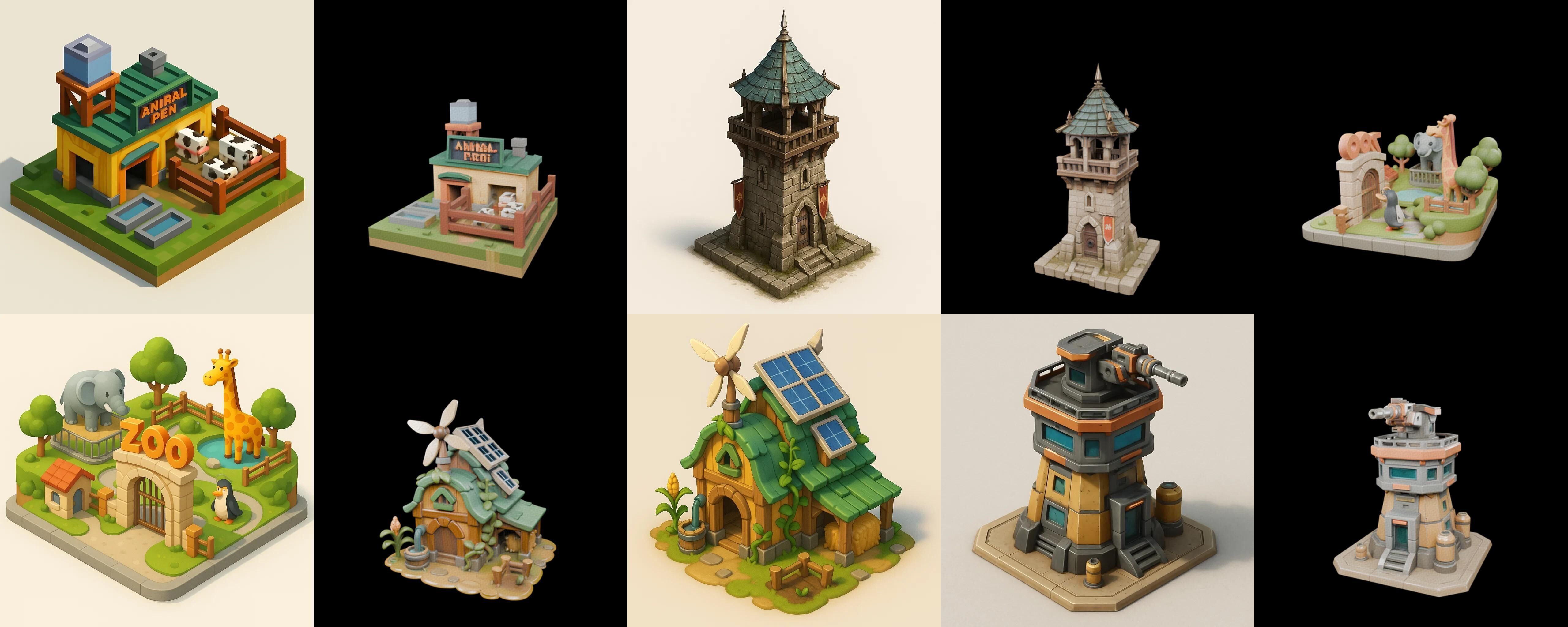 Building Collection 24 pack 100 glb Low-poly 3D model_2