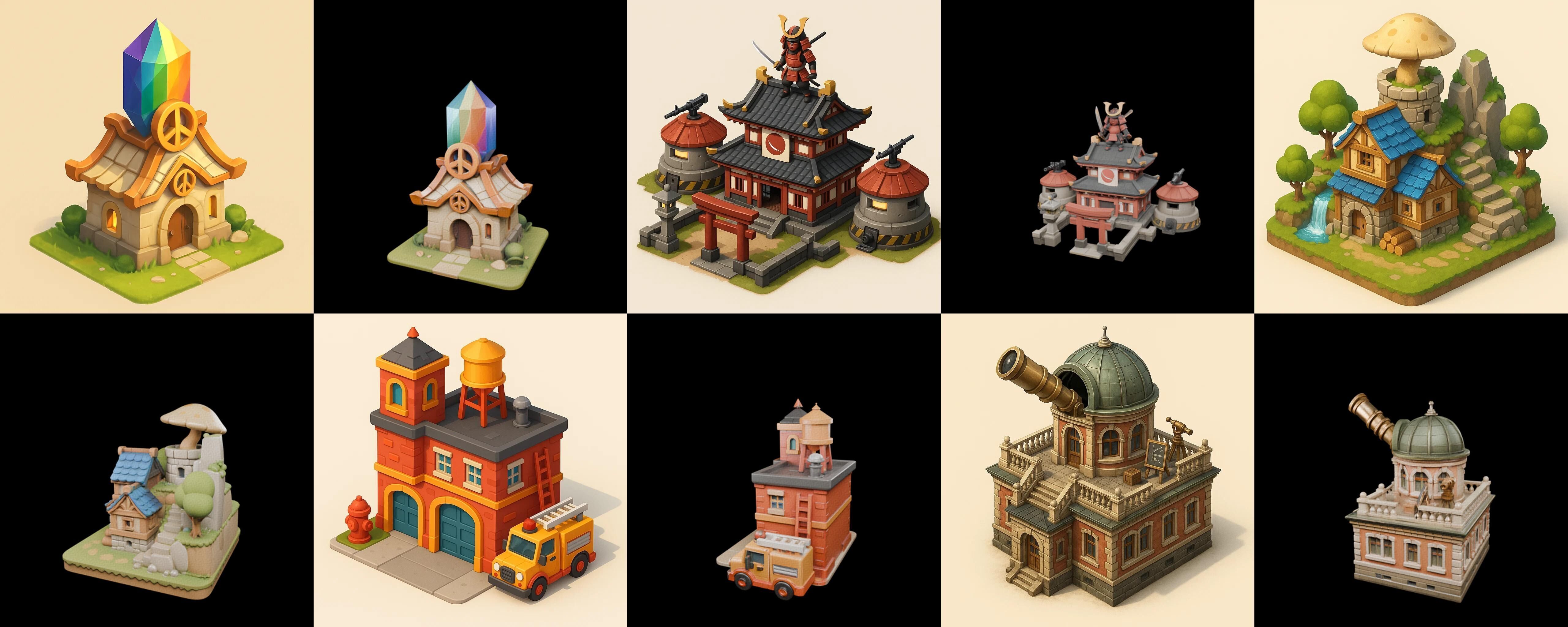 Building Collection 24 pack 100 glb Low-poly 3D model_9