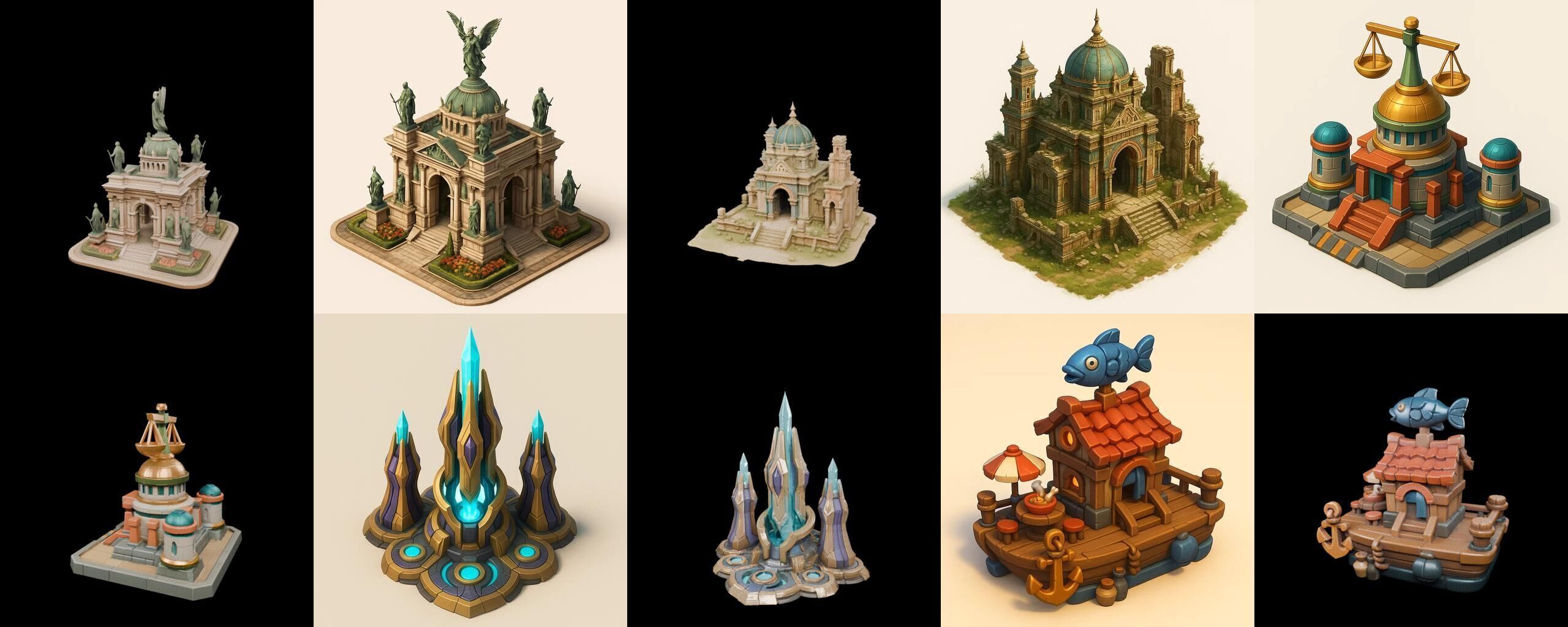 Building Collection 24 pack 100 glb Low-poly 3D model_7