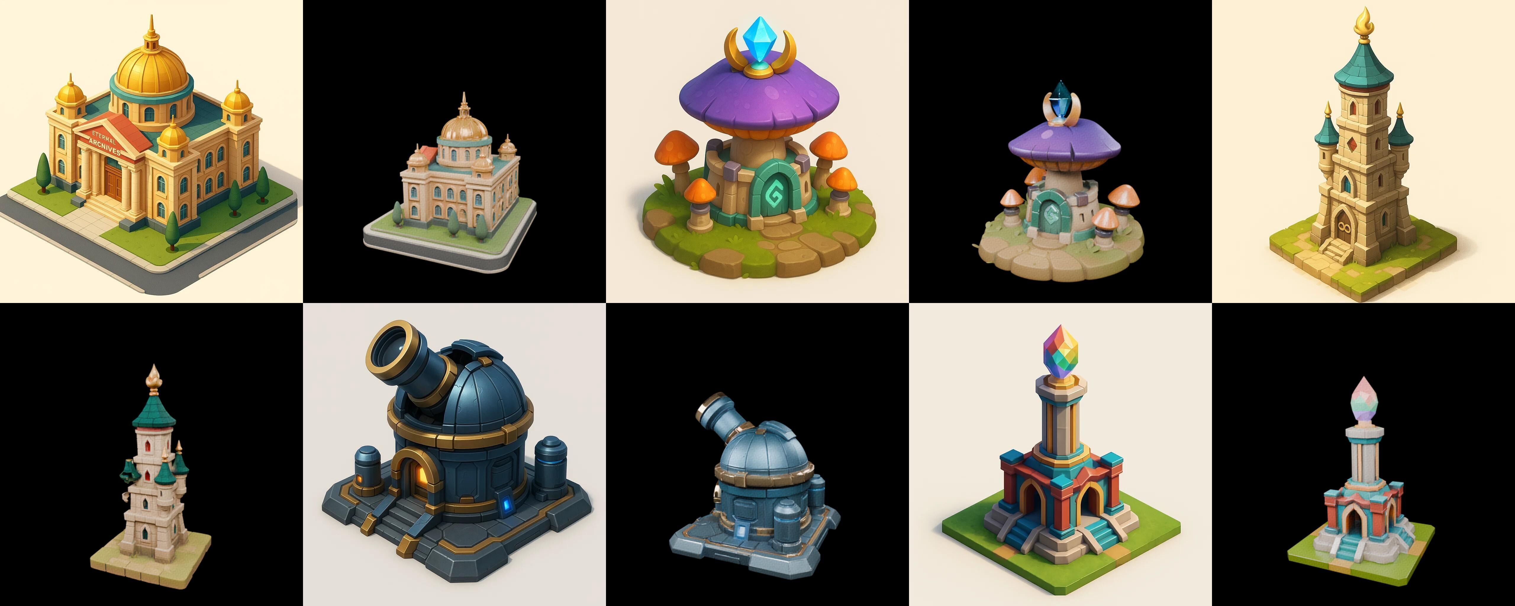 Building Collection 24 pack 100 glb Low-poly 3D model_14
