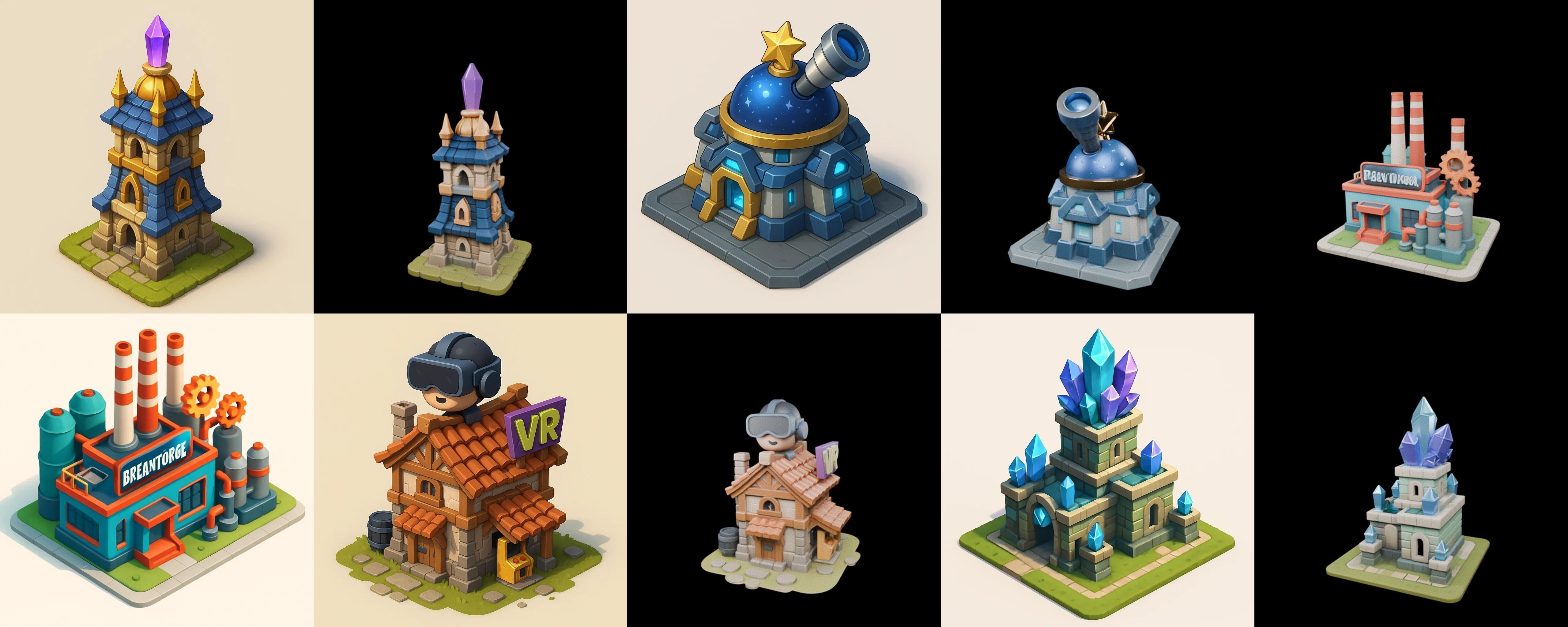 Building Collection 24 pack 100 glb Low-poly 3D model_10