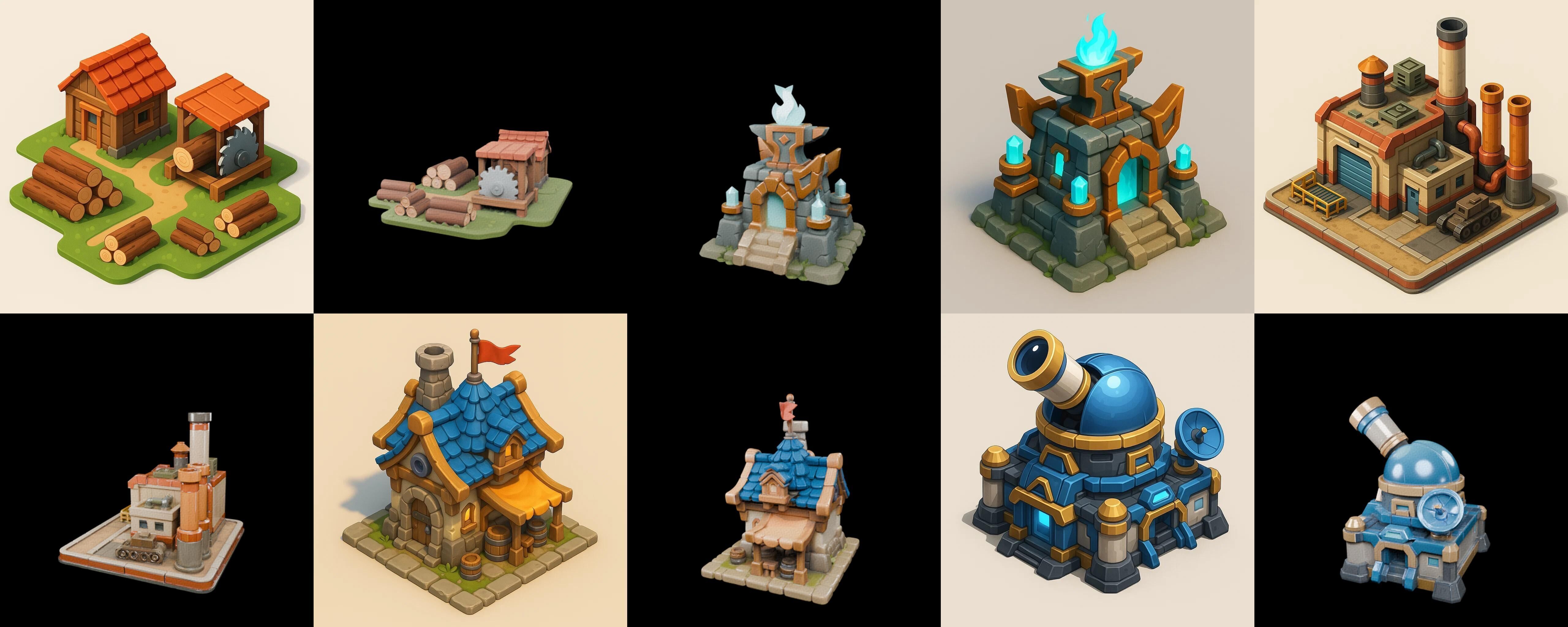 Building Collection 24 pack 100 glb Low-poly 3D model_11