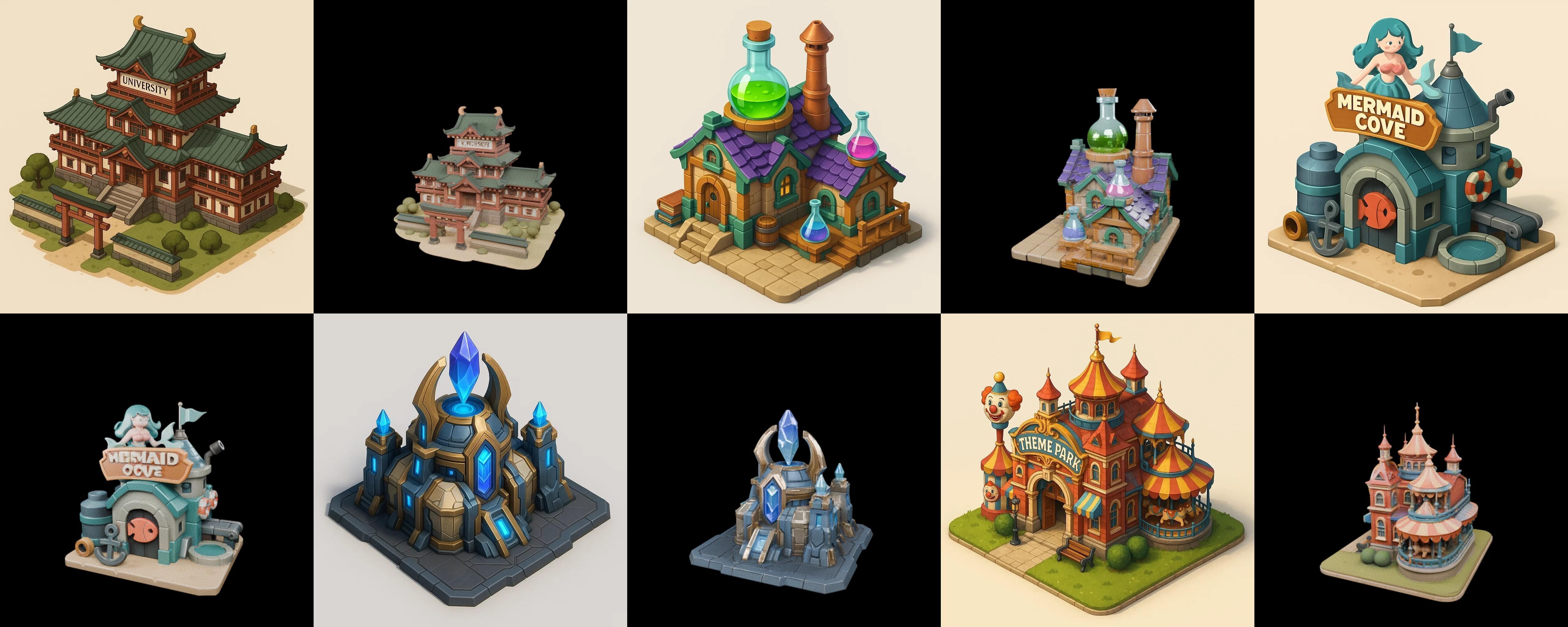 Building Collection 24 pack 100 glb Low-poly 3D model_1
