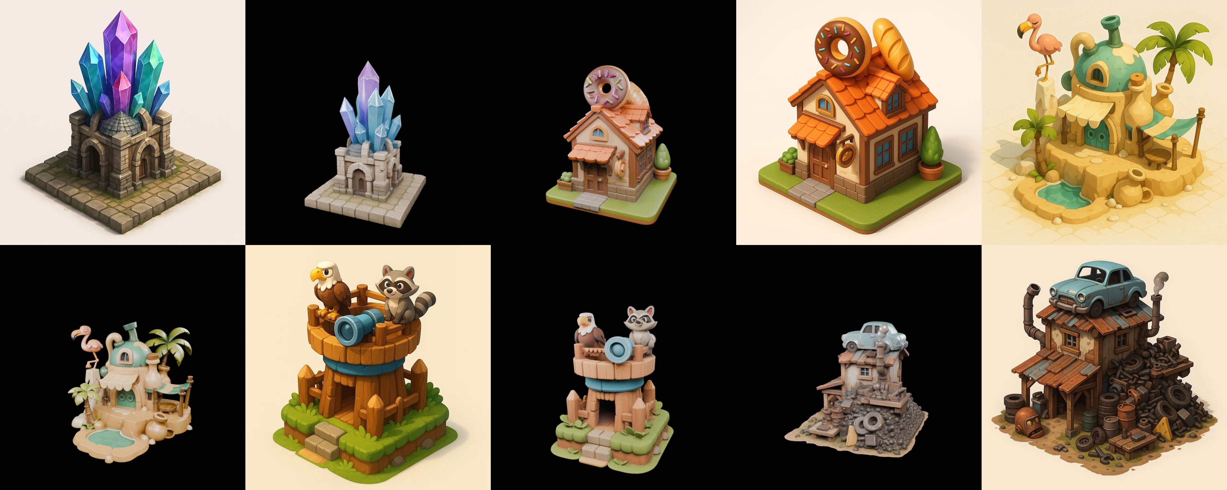 Building Collection 24 pack 100 glb Low-poly 3D model_16