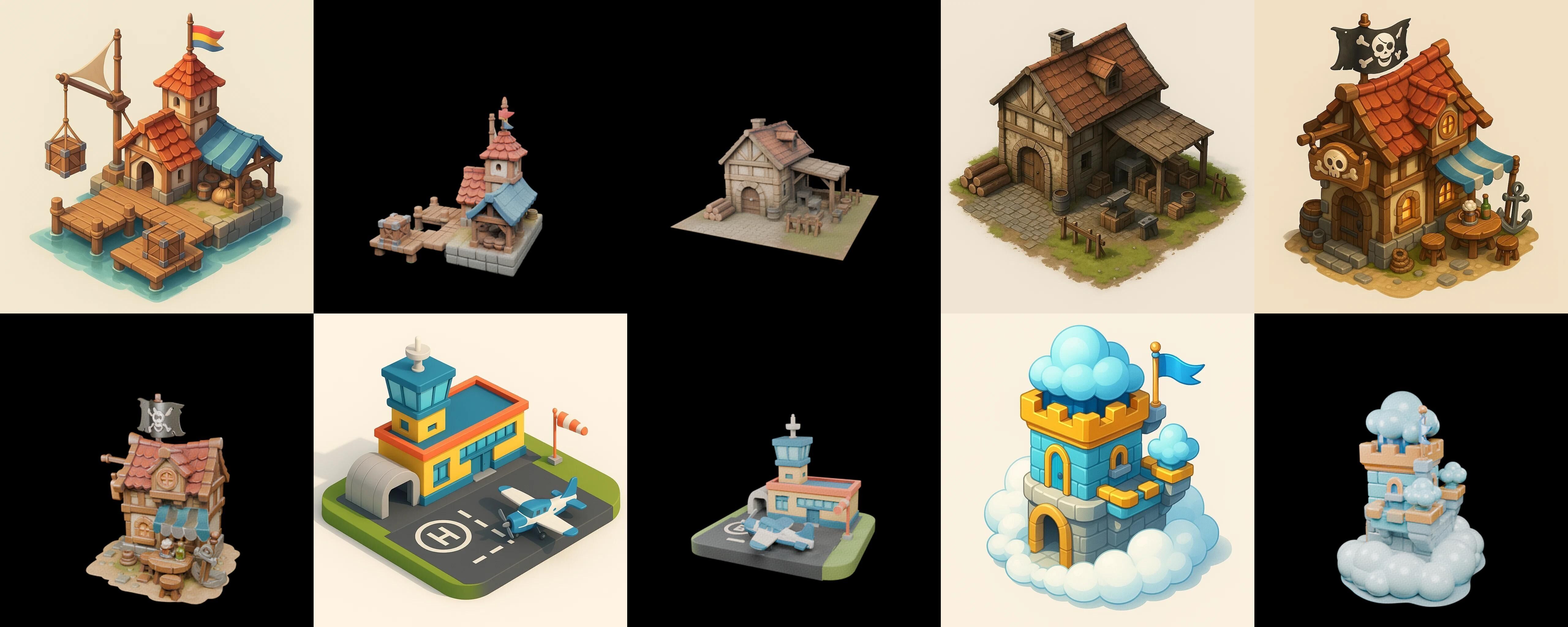 Building Collection 24 pack 100 glb Low-poly 3D model_8