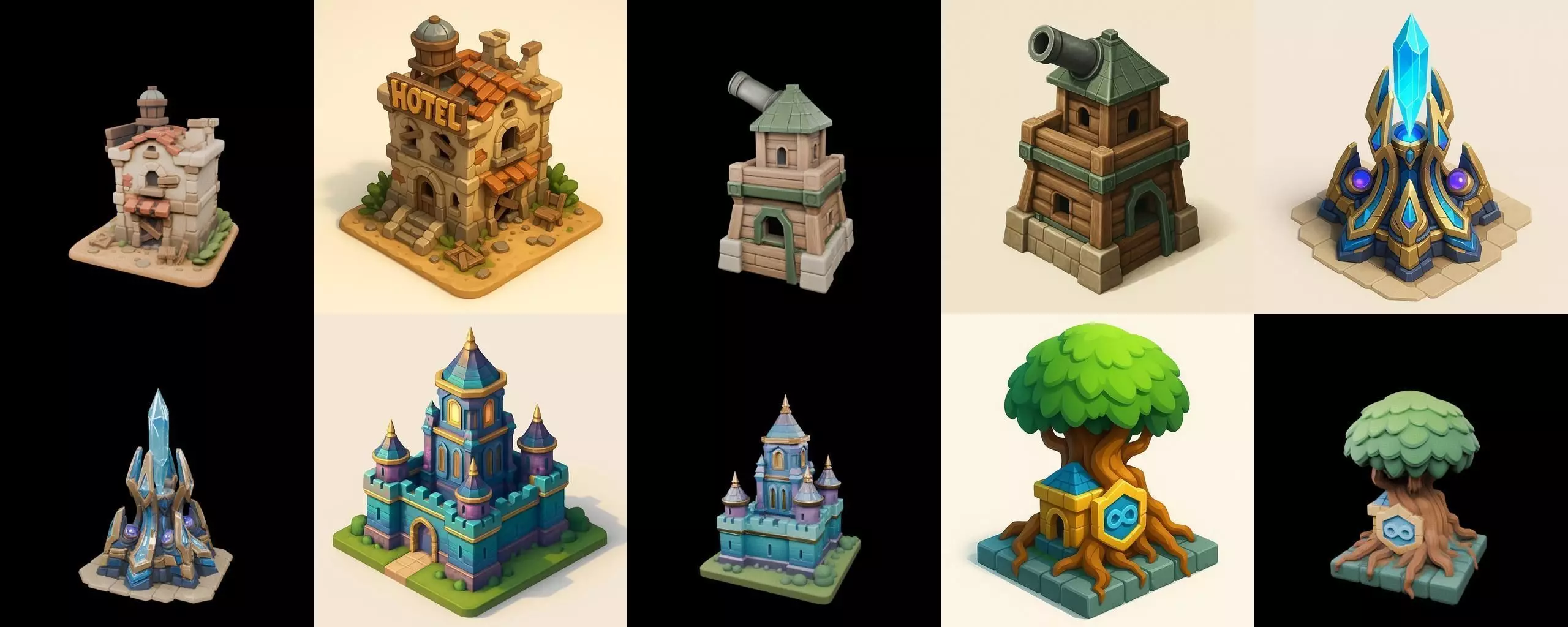 Building Collection 24 pack 100 glb Low-poly 3D model_0