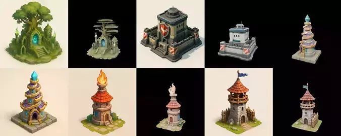 Building Collection 22 pack 100 glb