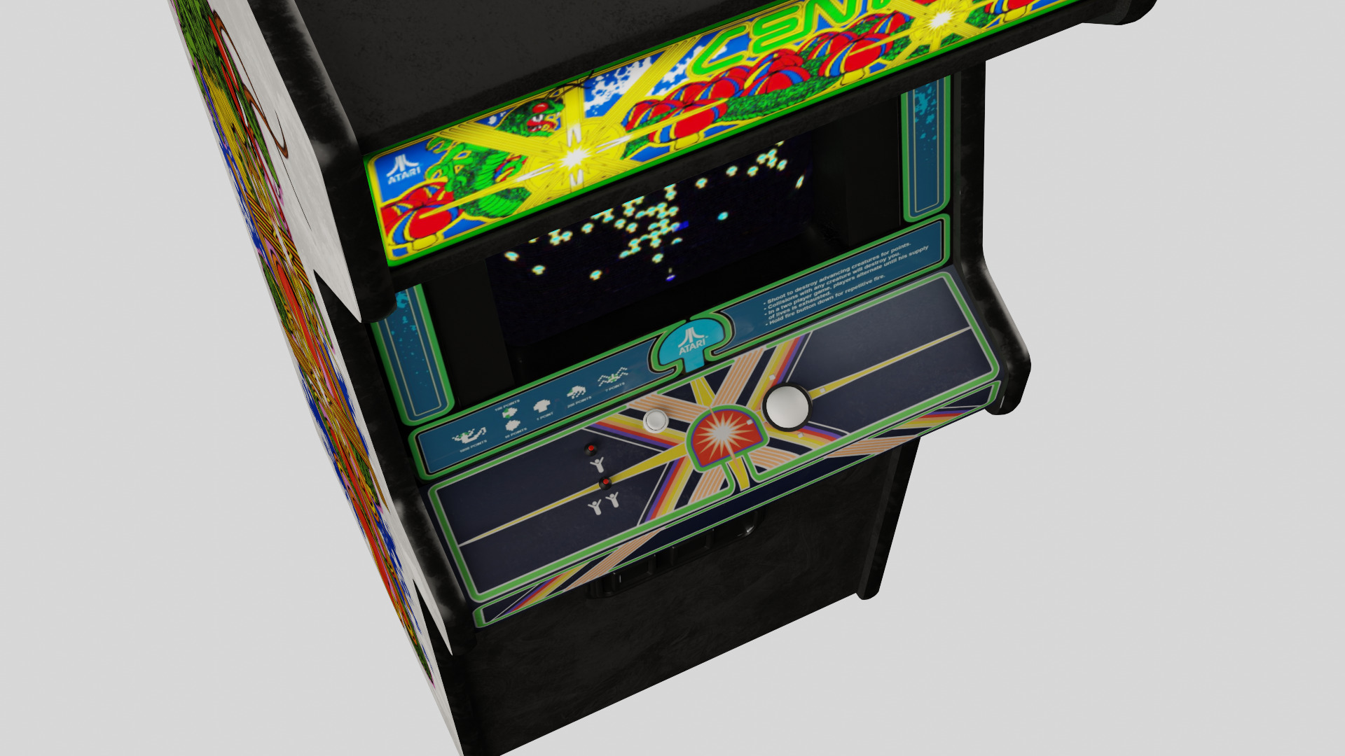 Centipede Arcade Cabinet Retro Low-poly 3D model_2