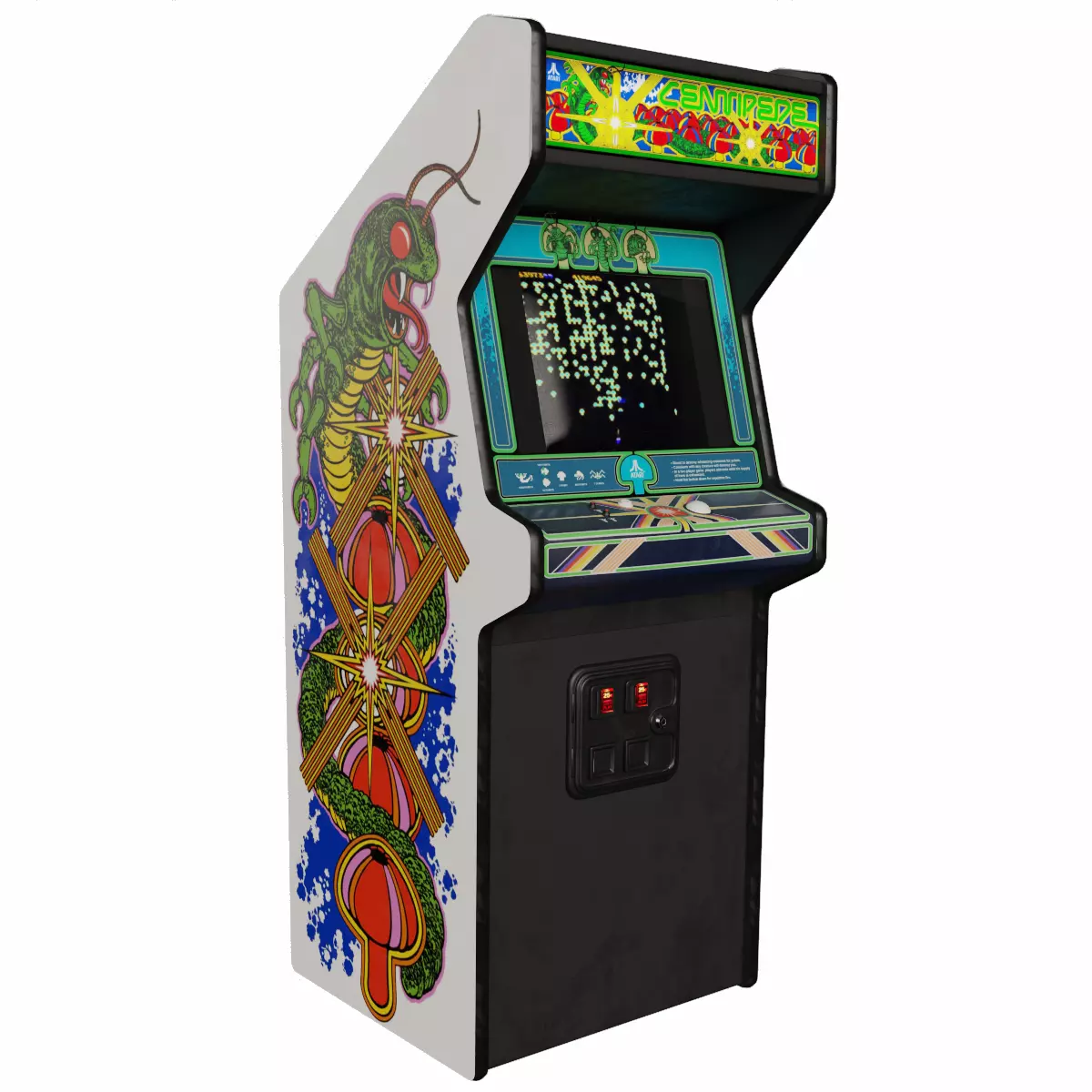Centipede Arcade Cabinet Retro Low-poly 3D model_0