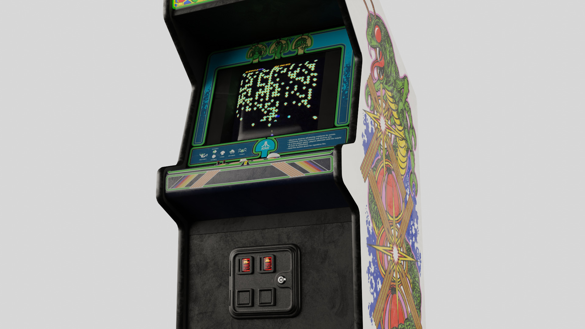 Centipede Arcade Cabinet Retro Low-poly 3D model_4
