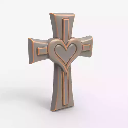 Heart Cross Pendant STL CNC File Relief Christian Symbol 3D print model
