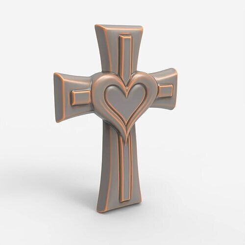 Heart Cross Pendant STL CNC File Relief Christian Symbol 3D print model