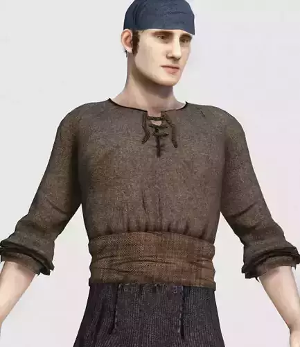 Rigged 1812 Spanish Peasant Character Low-poly 3D model