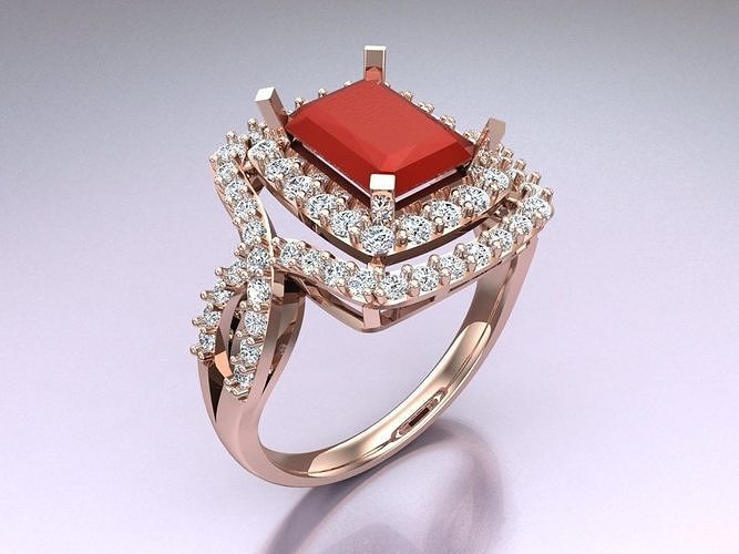 Rectangular Stone Rings - Womens Rings - N729825 3D print model